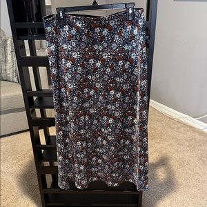 LOFT Floral Maxi Skirt - Blue and White